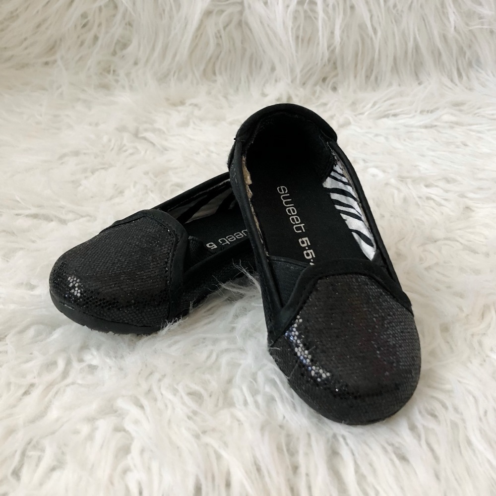 Sweet 554 Black Sequin Toddler Slip On Size 6